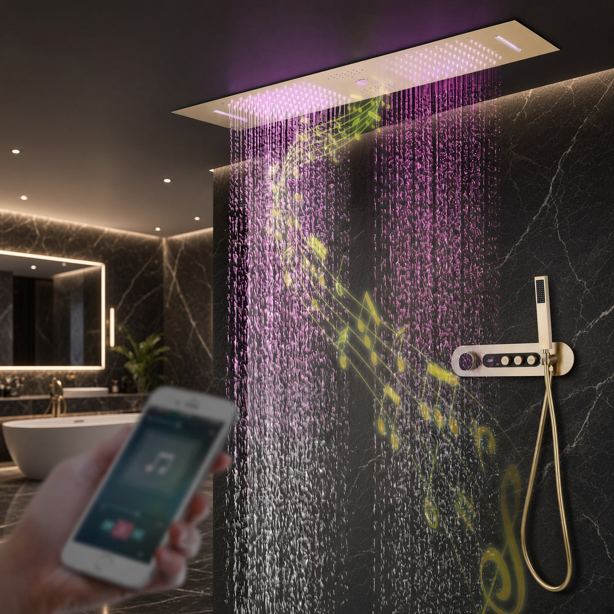 AMAZEER|36" IN CEILING MOUNT COMLETE LED MUSIC SHOWER SYSTEM