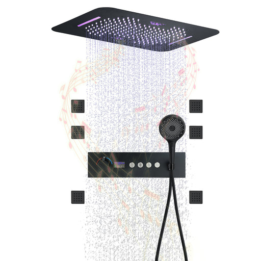 DOVI|23" Ceiling Mounted  Complete LED Music Shower Set Rainfall and Waterfall