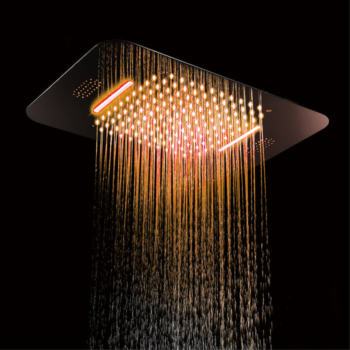23"  Gold Complete Shower set Rain & Waterfall Functions. 2 Bluetooth Speakers 64 Colors LED lights , 6 Relaxing  Muscles Body Jets, Hand shower & Spouts. Smart Living and Technology