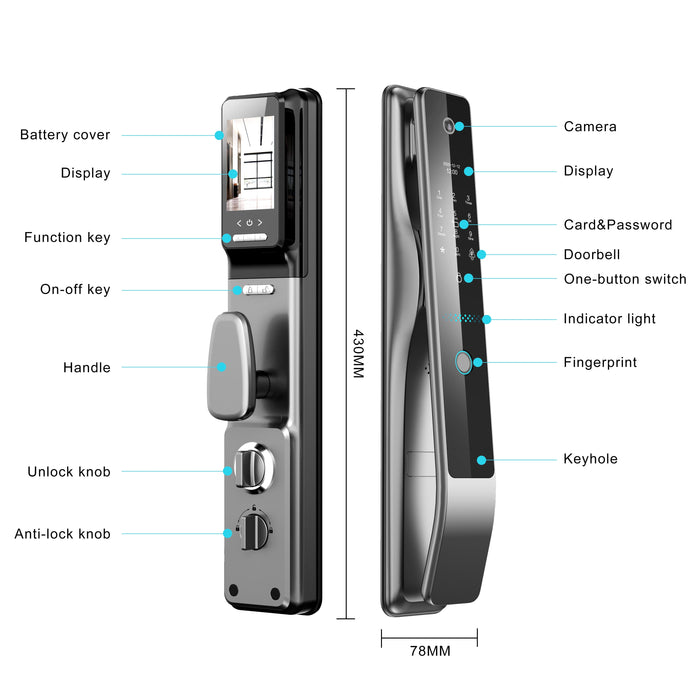 CRUDE BRONZE | Smart  Biometric Fingerprint Door Lock Built-in HD Camera & Doorbell Remote App Control Smart Living and Technology