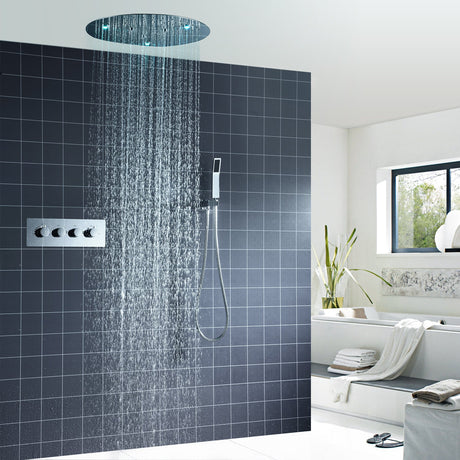 DREAM | 20" ROUNDED THERMOSTASTIC  LED SHOWER SET  304 STAINLESS STEEL SHOWER HEAD Smart Living and Technology