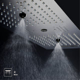 EDEN BLACK|  36" Inch Ceiling Mounted  Complete Luxury Shower Set Body Jets LED Light Rain Waterfall Misty Spry & Column Smart Living and Technology