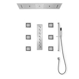 EDEN| BRUSHED NICKLE 36" Ceiling mounted Brushed Nickle Complete LED Music Shower Set Rainfall/Waterfall/Mist Spray/Water Column/Large Body Jets Smart Living and Technology