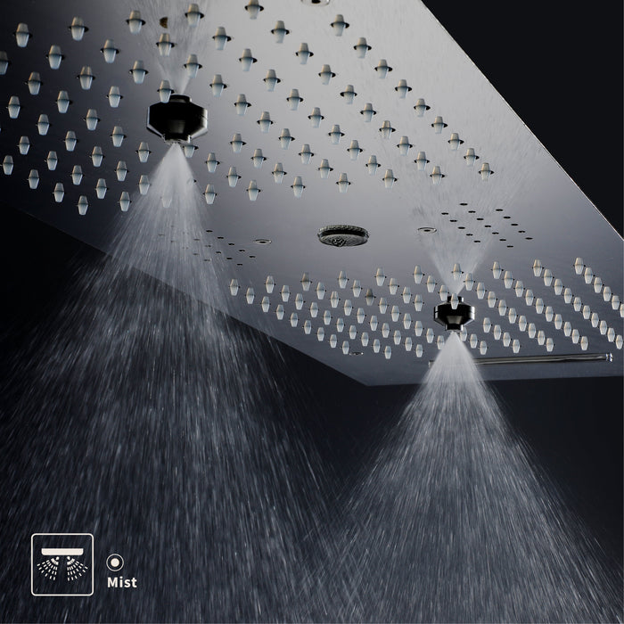 EDEN CHROME | Luxury 36" Inches Complete Led Music Shower Set Rain/waterfall/mist Spray/water Column/3 Large Body Jets Functions Smart Living and Technology