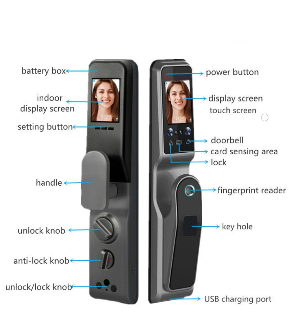 ENERGY- Smart Door Lock Face Recognition Palm Scan Biometric Fingerprint and Remote Wi-Fi App  , Built-in Camera and Doorbell Smart Living and Technology