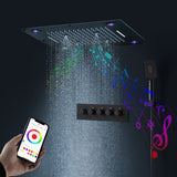 FLORIDA 23" X 23" Complete Led Music Shower Set Rain Waterfall & Mist Spray Functions Smart Living and Technology