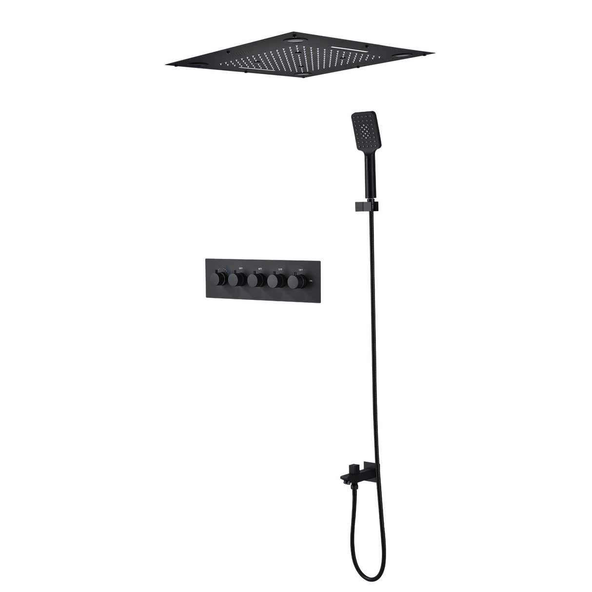 FLORIDA 23" X 23" Complete Led Music Shower Set Rain Waterfall & Mist Spray Functions Smart Living and Technology