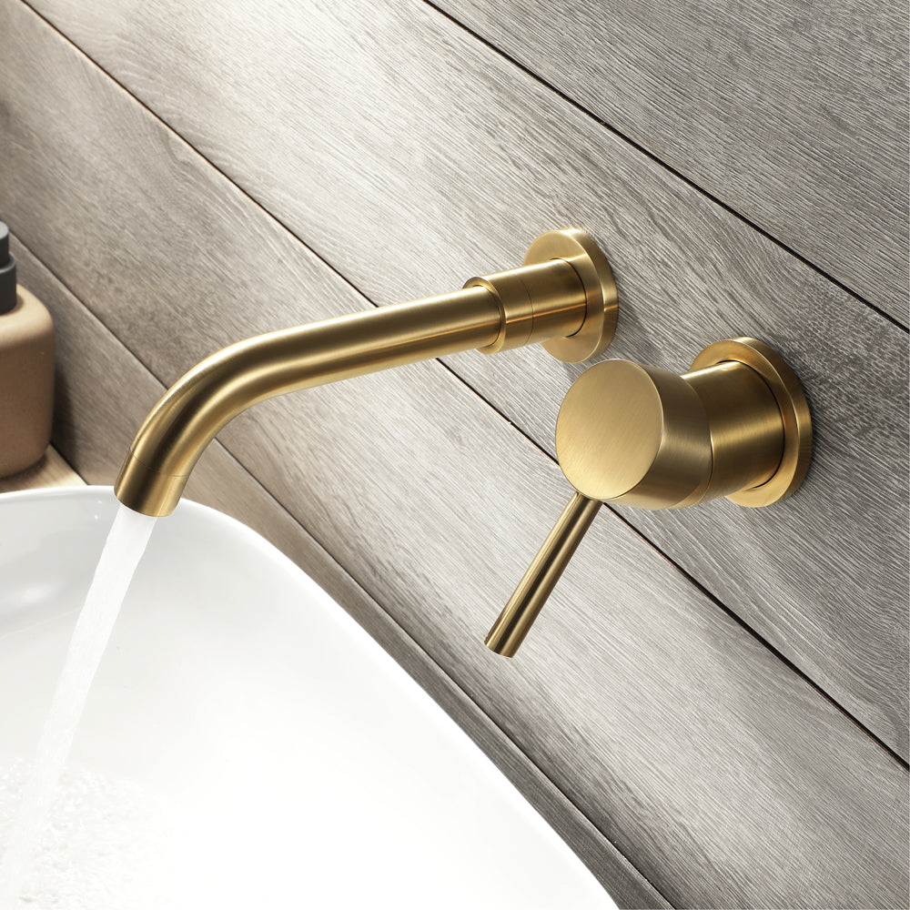 FURE| Brushed Gold Single Lever wall mounted bathroom faucet Smart Living and Technology