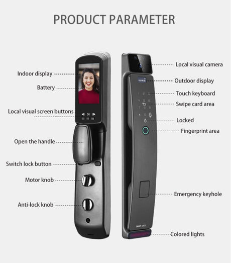 First Class -Smart Door Lock 3D Face Recognition -Fingerprint Keyless Entry Wi-Fi Smart Door Lock Smart Living and Technology