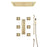 HAVASU| 28" CEILING MOUNTED BRUSHED GOLD LED MUSIC SHOWER SET RAINFALL/WATERFALL/WATER SPIN & COLUMN FUNCTIONS Smart Living and Technology