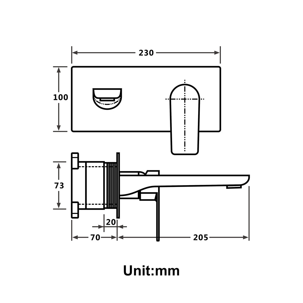 LORI | Bushed Gold Wall Mounted Bathroom Single Lever Bathroom Faucet Hot and Cold Basin Faucet Mixer Smart Living and Technology