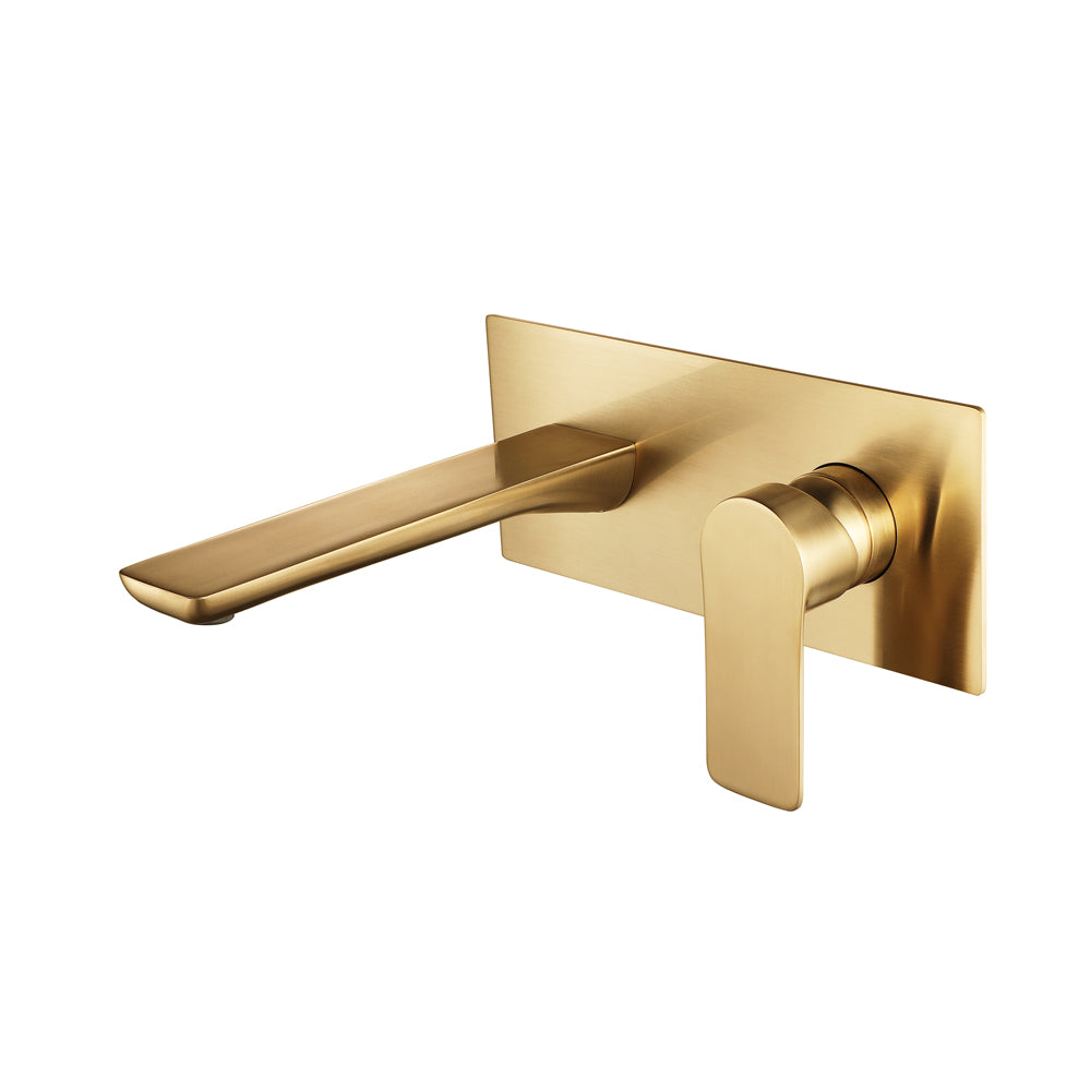 LORI | Bushed Gold Wall Mounted Bathroom Single Lever Bathroom Faucet Hot and Cold Basin Faucet Mixer Smart Living and Technology