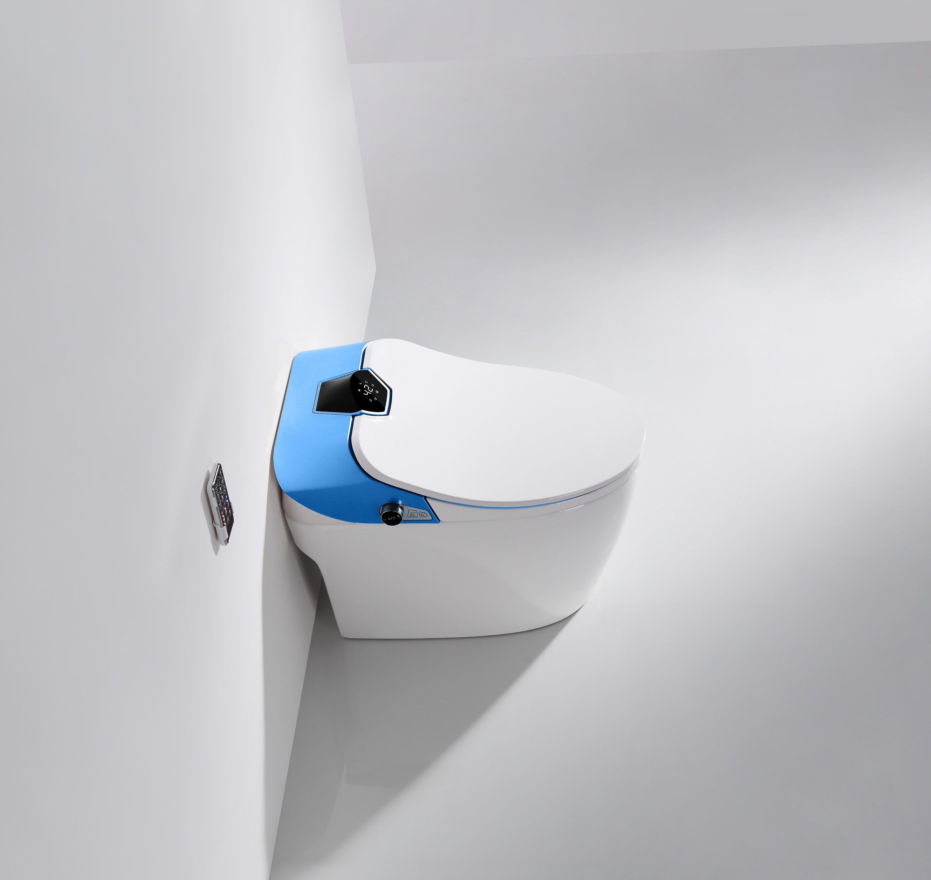 SLT11 Modern Elongated Smart OnePiece Toilet Blue Toilet Seat