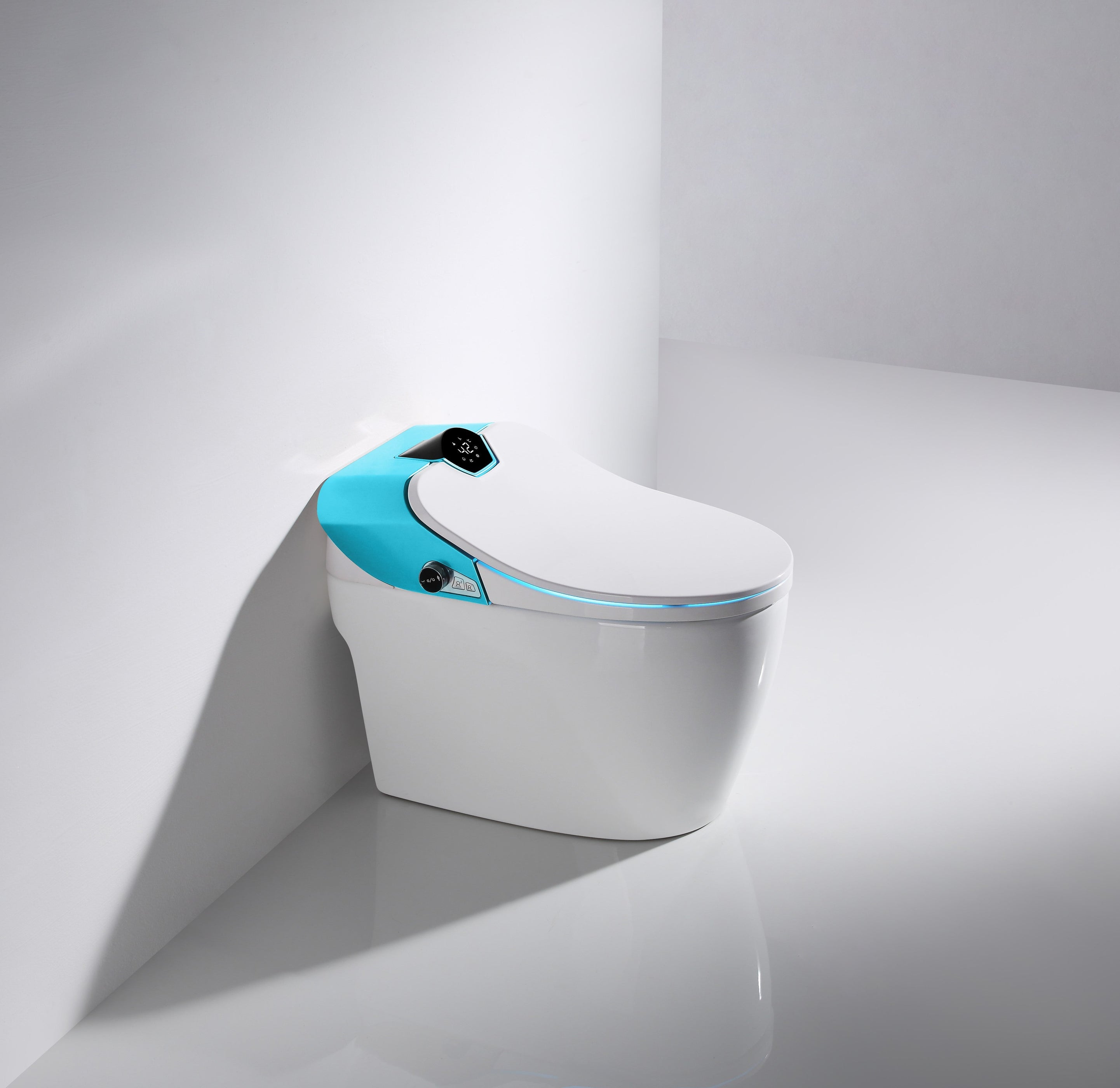 SLT11 | Modern Elongated Smart One-Piece Toilet | Blue Toilet Seat