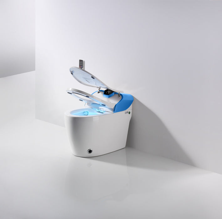 Luxury One-Piece Elongated  Smart Toilet  with LED Display & Remote Control -Blue or Turquoise Finish Smart Living and Technology