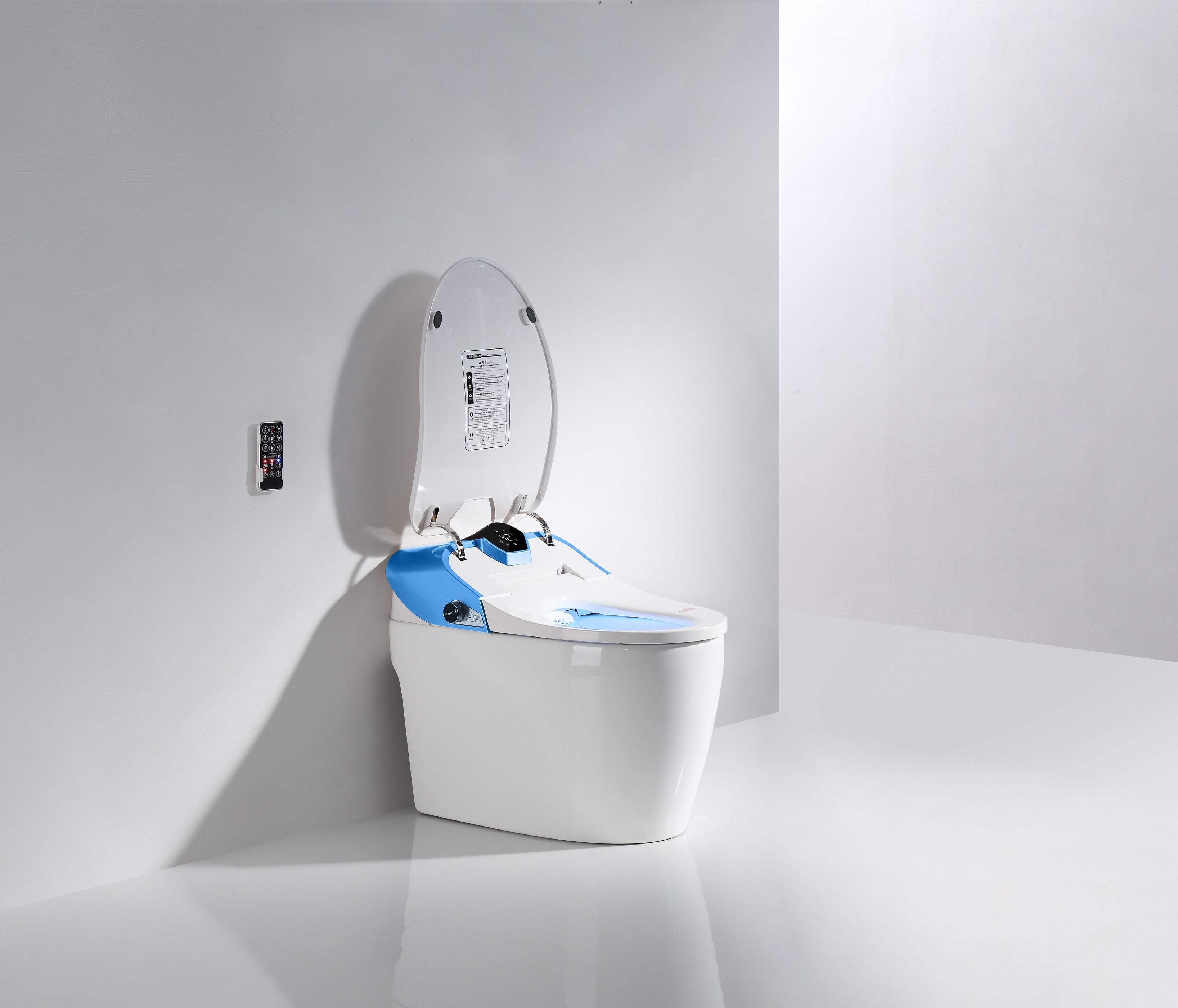SLT11 Modern Elongated Smart OnePiece Toilet Blue Toilet Seat