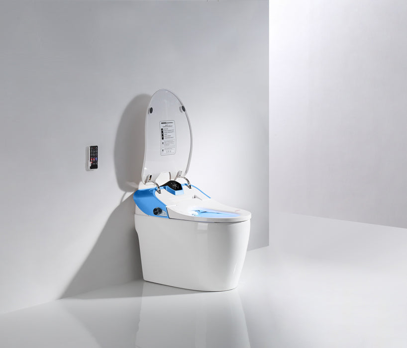 Luxury One-Piece Elongated  Smart Toilet  with LED Display & Remote Control -Blue or Turquoise Finish Smart Living and Technology