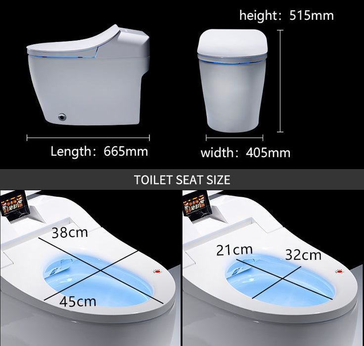 Luxury Smart Toilet One-Piece Floor Mounted HD Screen &Remote Control Simple Fashionable Design- Black Smart Living and Technology