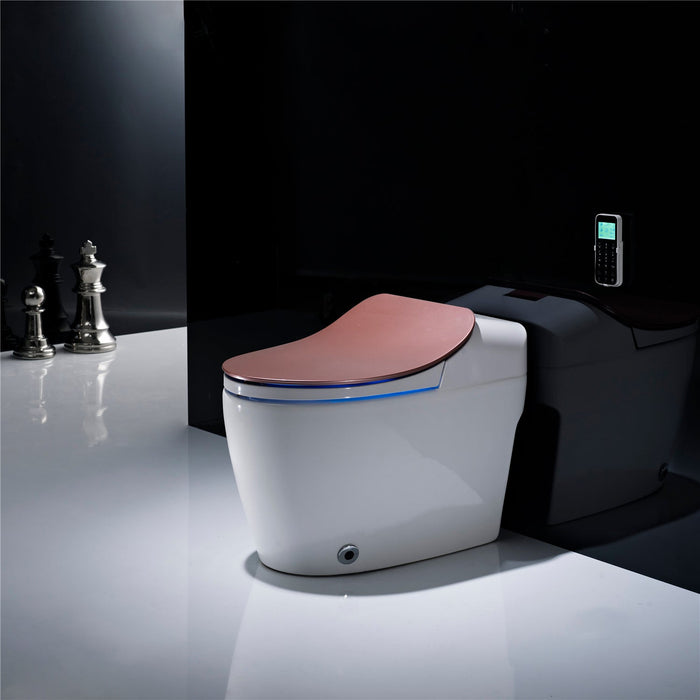 Luxury Smart Toilet One-Piece Floor Mounted HD Screen &Remote Control Simple Fashionable Design- Rosegold Smart Living and Technology