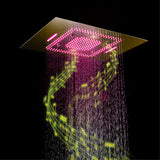 MALDIVES | Gold 31" Inch Luxury Complete Led Music Shower Set Rain / Waterfall / Mist Spray Functions 6 Body Jets & Hand Shower Smart Living and Technology