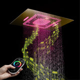 MALDIVES | Gold 31" Inch Luxury Complete Led Music Shower Set Rain / Waterfall / Mist Spray Functions 6 Body Jets & Hand Shower Smart Living and Technology