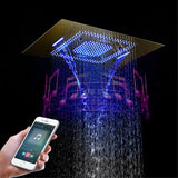 MALDIVES | Gold 31" Inch Luxury Complete Led Music Shower Set Rain / Waterfall / Mist Spray Functions 6 Body Jets & Hand Shower Smart Living and Technology