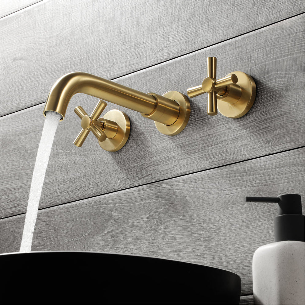 MAYA| Brushed Gold Wall mounted Bathroom Faucets Concealed Washing ...