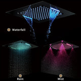 MONACO BLACK | 20"x 20" Complete Luxury LED Music shower set Rainfall , Waterfall, Mist Spray 6x Body Jets Smart Living and Technology