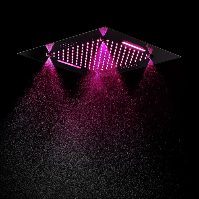 MONACO BLACK | 20"x 20" Complete Luxury LED Music shower set Rainfall , Waterfall, Mist Spray 6x Body Jets Smart Living and Technology