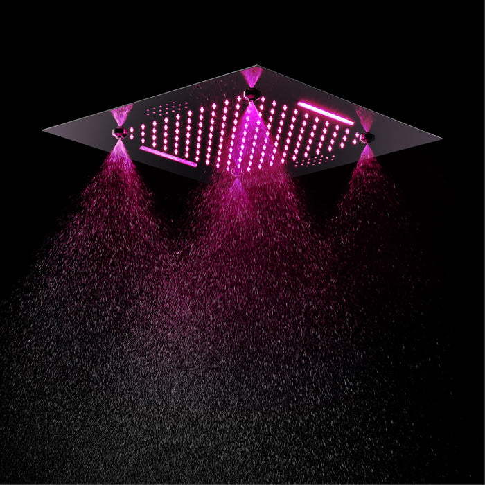 MONACO Chrome | 20" x 20" Complete Luxury LED Music shower set Rainfall , Waterfall, Mist Spray 6x Body Jets Smart Living and Technology