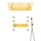 MONACO Gold | 20" x 20" Complete Luxury LED Music shower set Rainfall , Waterfall, Mist Spray 6x Body Jets Smart Living and Technology