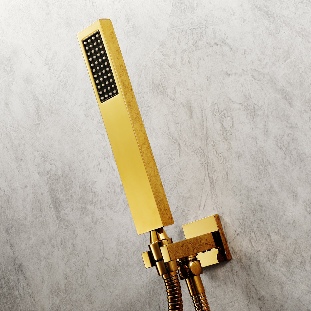 MONACO Gold | 20" x 20" Complete Luxury LED Music shower set Rainfall , Waterfall, Mist Spray 6x Body Jets Smart Living and Technology