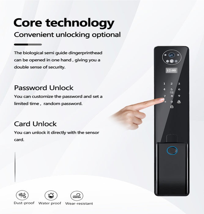 NAY|3D Face recognition smart door lock with video intercom feature biometric fingerprint smart door lock