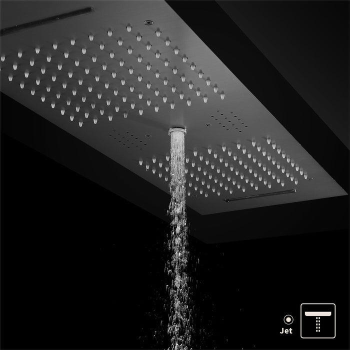 Niagara| 36" Complete Luxury Thermostatic LED Music  Shower Set Waterfall Rainfall Water  Column Functions Smart Living and Technology