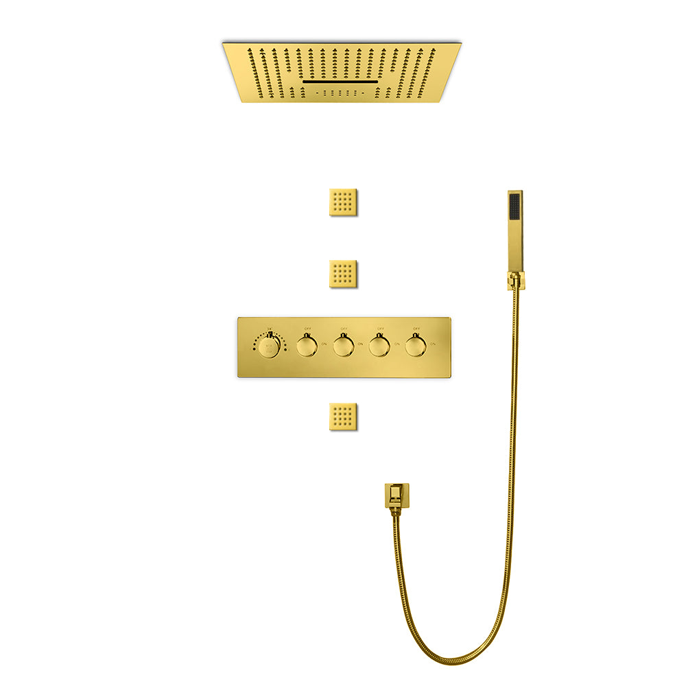 Nile Gold Complete "16x"16 Music LED Shower System Rain & Waterfall Functions Smart Living and Technology
