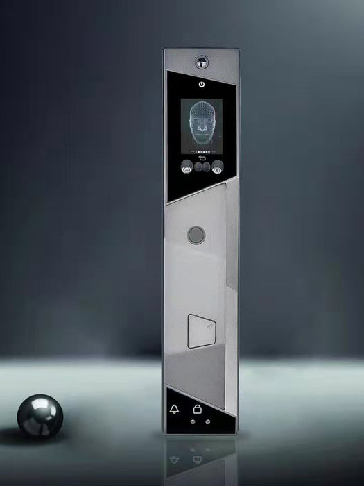 PHYSICS Grey - Smart  Door Lock with Face & Palm Recognition , Biometric Fingerprint, IC Card, Passcode, Remote App Keyless Entry Door Lock Built-in Camera Smart Living and Technology