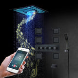 SANTORINI- 16" Complete Luxury LED Music Shower Set 6 Large Body Spray -Rain & Waterfall   Ceiling Shower Head Smart Living and Technology