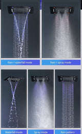 Sedona 15"x"15 Luxury Thermostatic LED Bluetooth Music Shower Set with Rain,Waterfall & Mist Spray Functions. Smart Living and Technology