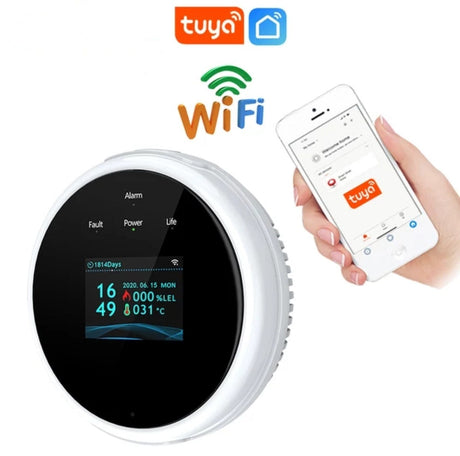 Smart Gas Leak Detector, WiFi, Built-in Sensor with LCD Screen, APP Control Get Alert on your Phone Anywhere & Sound Alarm Smart Living and Technology