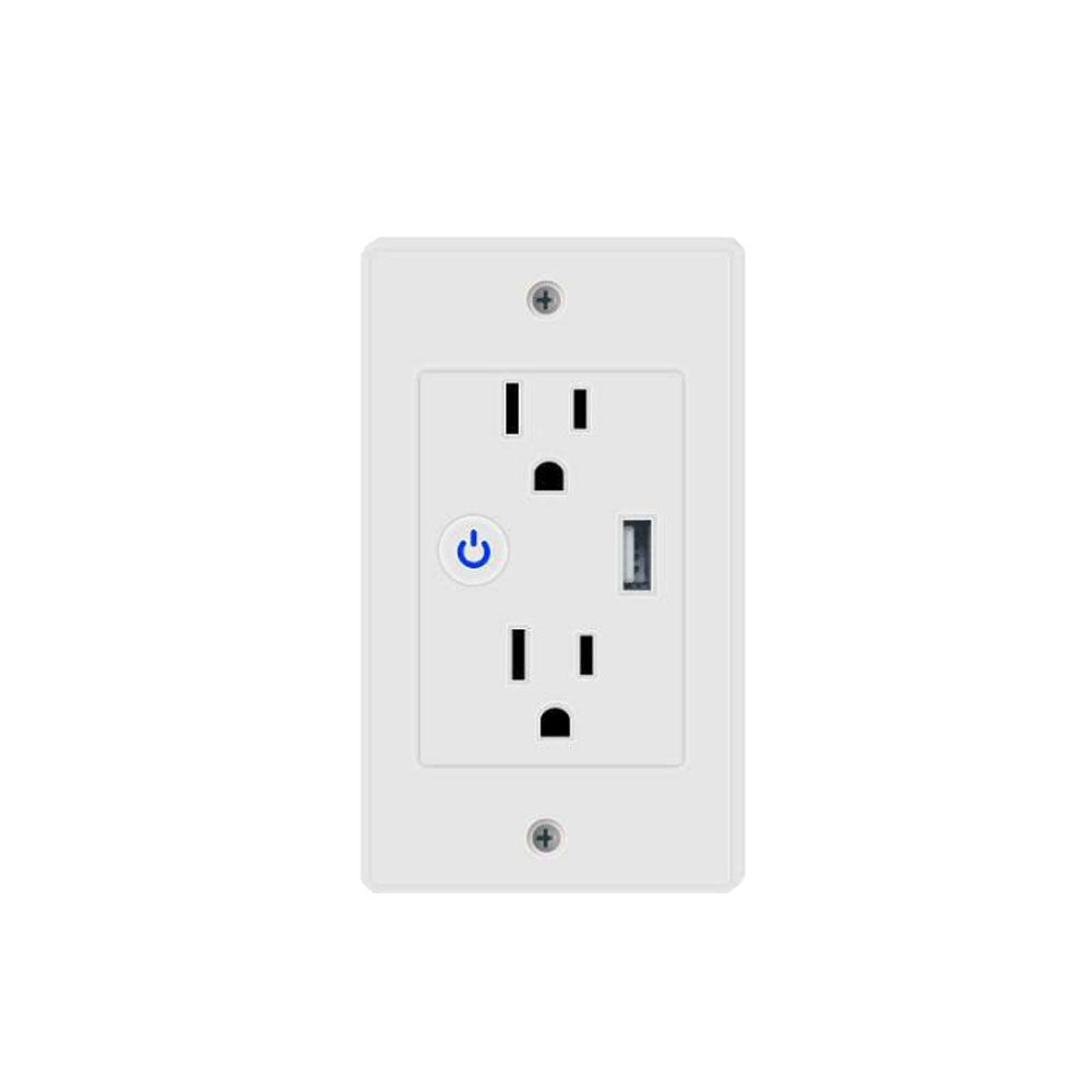 Smart Wi-Fi  In Wall Outlet one USB Port 2 independent Sockets Work with Alexa, Google Assistant, App Control Smart Living and Technology