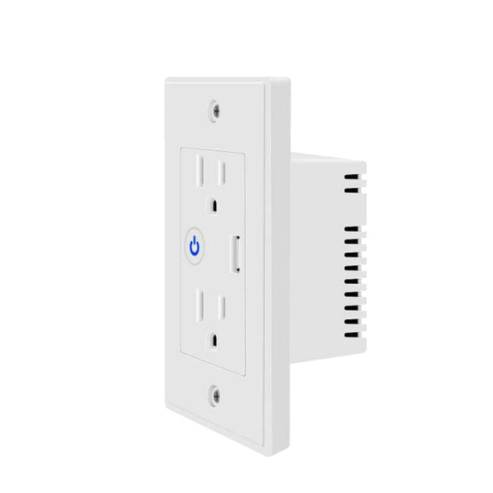 Smart Wi-Fi  In Wall Outlet one USB Port 2 independent Sockets Work with Alexa, Google Assistant, App Control Smart Living and Technology