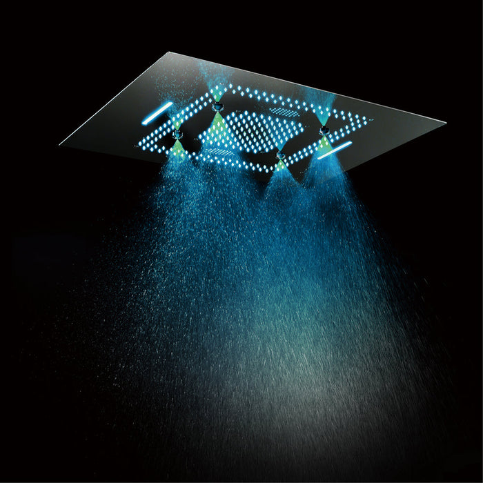 TULUM| 32" Matte Black Luxury Complete Led Music Shower Set Rain Waterfall Mist Spray Function 6 Body Jets & Hand Shower Smart Living and Technology