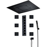 TULUM| 32" Matte Black Luxury Complete Led Music Shower Set Rain Waterfall Mist Spray Function 6 Body Jets & Hand Shower Smart Living and Technology