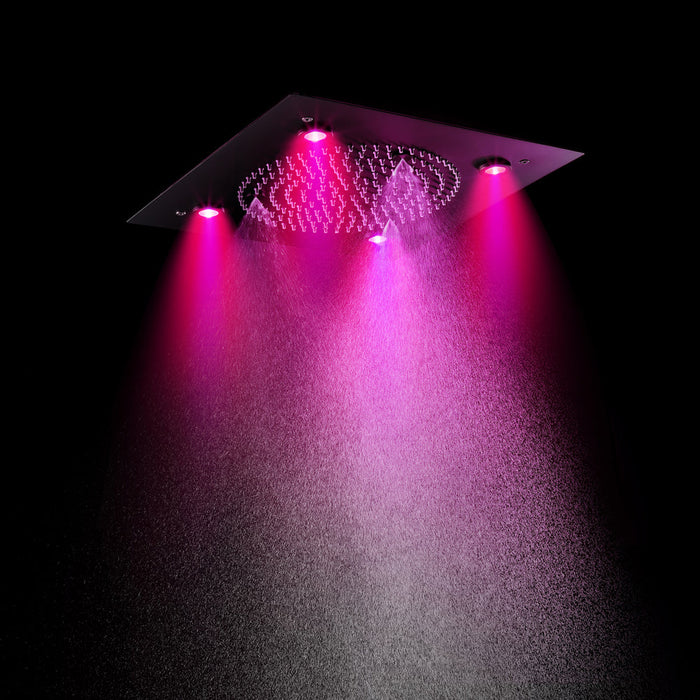 ZANZIBAR - 12" X 12" Luxury Complete Rain & Misty Spray LED Shower Set with Hand Shower & Spout. Matte Black Smart Living and Technology